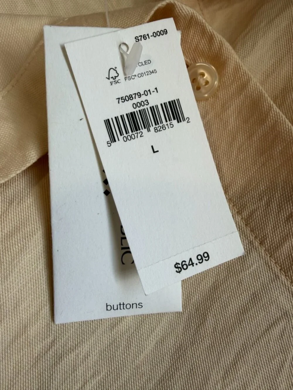 Banana Republic Nude Button Up Blouse Women’s Large Puff Sleeves Collared Silky